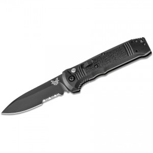 Benchmade Casbah AUTO Folding Knife 3.4" Black S30V Drop Point Combo Blade, Black Textured Grivory Handles - 4400SBK KnifeBen237