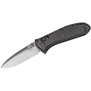 Benchmade Mini Presidio II Folding Knife 3.2" S30V Satin Plain Blade, Milled Black Aluminum Handles - 575 KnifeBen242