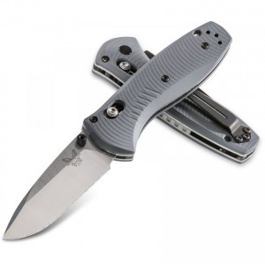 Benchmade 585-2 Mini Barrage AXIS Assisted Folding Knife 2.91" S30V Satin Plain Blade, Gray G10 Handles KnifeBen243