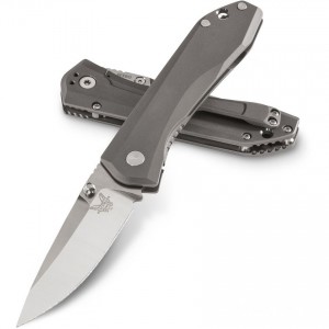 Benchmade Mini Titanium Frame Lock Folding 3.24" M390 Satin Plain Blade, Titanium Handles - 765 KnifeBen246