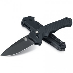 Benchmade Rukus II AUTO Folding Knife 3.4" S30V Black Plain Blade, Black Aluminum Handles - 9600BK KnifeBen252
