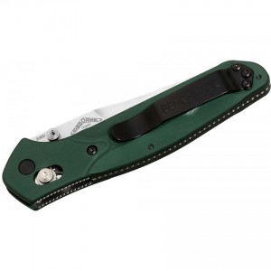 Benchmade 940S Osborne Folding Knife 3.4" S30V Satin Combo Blade, Green Aluminum Handles KnifeBen256