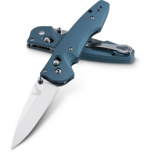 Benchmade Emissary 3.5 AXIS Assisted Folding Knife 3.45" S30V Satin Plain Blade, Aqua Blue Aluminum Handles - 477-1 KnifeBen264
