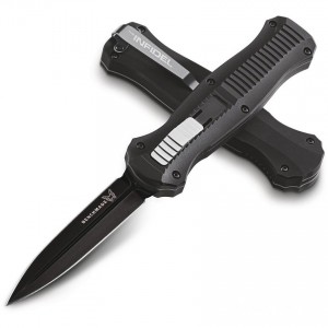 Benchmade 3300BK Infidel Dagger AUTO OTF Knife 3.95" D2 Black Double Edge Blade, Black Aluminum Handles KnifeBen261