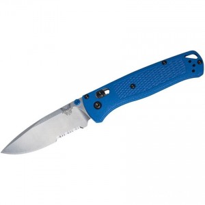 Benchmade 535S Bugout AXIS Folding Knife 3.24" S30V Satin Combo Blade, Blue Grivory Handles KnifeBen266