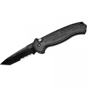 Benchmade AFO II AUTO Folding Knife 3.56" Black Combo Tanto Blade, Aluminum Handles - 9052SBK KnifeBen269