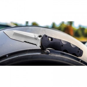 Benchmade 583S Barrage AXIS-Assisted Folding Knife 3.6" Satin Tanto Combo Blade, Black Valox Handles KnifeBen278
