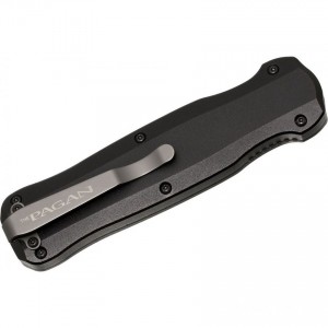 Benchmade Pagan AUTO OTF 3.96" Black Double Edge Blade, Aluminum Handles - 3320BK KnifeBen286