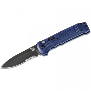 Benchmade 4400SBK-1 Casbah AUTO Folding Knife 3.4" Black S30V Drop Point Combo Blade, Blue Textured Grivory Handles KnifeBen296