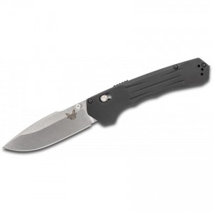 Benchmade 407 Vallation AXIS-Assist Folding Knife 3.70" CPM-S30V Stonewashed Plain Blade, Black Aluminum Handles KnifeBen295