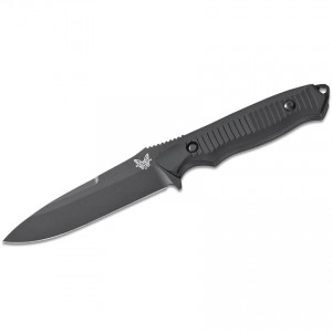 Benchmade Nimravus Fixed 4.5" Plain Blade, Black Aluminum Handles, Black Sheath - 140BK KnifeBen51