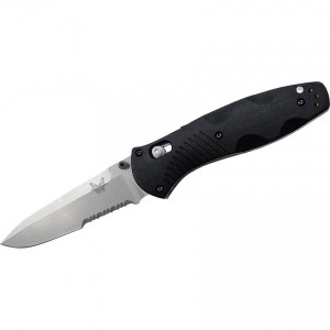 Benchmade 580S Barrage AXIS-Assisted Folding Knife 3.6" Satin Combo Blade, Black Valox Handles KnifeBen134