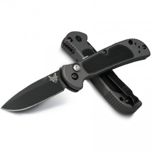 Benchmade 9750BK Mini Coalition AUTO Folding Knife 2.87" S30V Black Plain Blade, Gray Aluminum Handles with Black G10 Inlays KnifeBen154