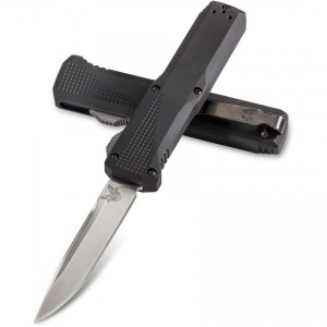 Benchmade 4600 Phaeton AUTO OTF Knife 3.45" Satin S30V Drop Point Blade, Black Aluminum Handles KnifeBen163