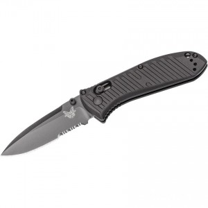 Benchmade 575SBK Mini Presidio II Folding Knife 3.2" S30V Black Combo Blade, Milled Black Aluminum Handles KnifeBen184
