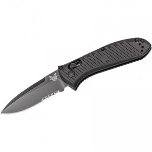 Benchmade 5750SBK Mini Presidio II AUTO Folding Knife 3.2" S30V Black Combo Blade, Milled Black Aluminum Handles KnifeBen182