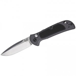 Benchmade Mini Coalition AUTO Folding Knife 2.87" S30V Satin Plain Blade, Gray Aluminum Handles with Black G10 Inlays - 9750 KnifeBen198