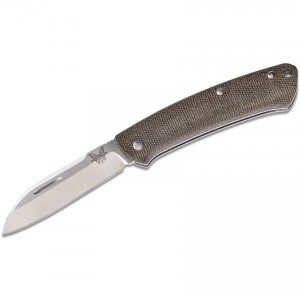 Benchmade 319 Proper Slipjoint Folding Knife 2.86" Satin S30V Sheepsfoot Blade, Green Canvas Micarta Handles KnifeBen206