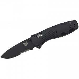 Benchmade 585SBK Mini-Barrage AXIS-Assisted Folding Knife 2.91" Black Combo Blade, Black Valox Handles KnifeBen205