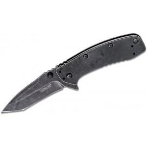 Kershaw 1556TBW Cryo II Assisted Flipper Knife 3.25" Blackwashed Tanto Blade, Rick Hinderer Framelock Design KnifeKer122