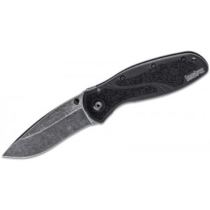 Kershaw 1670BW Blur by Ken Onion Assisted Folding Knife 3-3/8" Blackwash Plain Blade, Black Aluminum Handles KnifeKer127