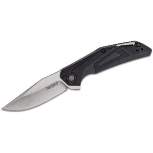 Kershaw 1370 Camshaft Assisted Flipper Knife 3" Stainless Steel Stonewashed Clip Point, Black GFN Handles KnifeKer92