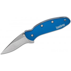 Kershaw 1600NBSW Ken Onion Chive Assisted Flipper Knife 1.9" Stonewashed Plain Blade, Navy Blue Aluminum Handles KnifeKer98