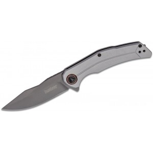 Kershaw 2070 Believer Assisted Flipper Knife 3.25" Gray PVD Clip Point Blade, Stainless Steel Handles KnifeKer104
