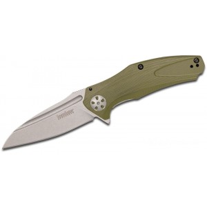 Kershaw 7007OL Natrix Assisted Flipper Knife 3.25" Stonewashed Drop Point Blade, Olive G10 Handles KnifeKer107