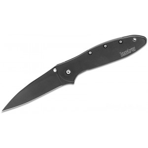 Kershaw 1660CKT Ken Onion Leek Assisted Flipper Knife 3" Black Plain Blade, Black Stainless Steel Handles KnifeKer171