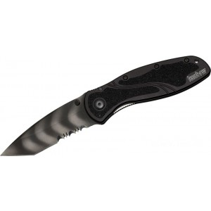 Kershaw 1670TTSST Ken Onion Blur Assisted Folding Knife 3-3/8" Tiger Stripe Tanto Combo Blade, Black Aluminum Handles KnifeKer175