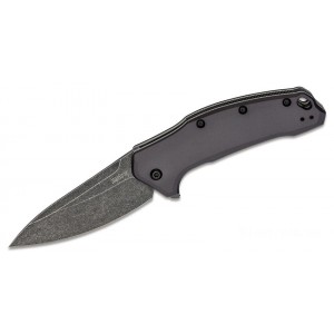 Kershaw 1776GRYBW Link Assisted Flipper Knife 3.25" Blackwash Plain Blade, Gray Aluminum Handles KnifeKer183