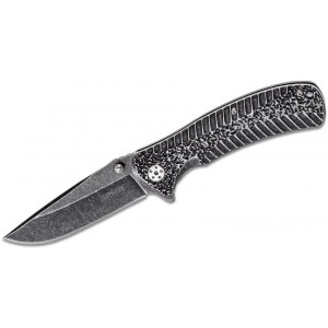 Kershaw 1301BW Starter Assisted Flipper Knife 3.4" Blackwash Plain Blade, Stainless Steel Handles KnifeKer185