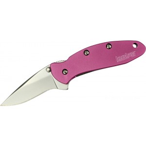 Kershaw 1600PINK Ken Onion Chive Assisted Flipper Knife 1.9" Bead Blast Plain Blade, Pink Aluminum Handles KnifeKer186