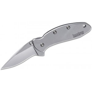 Kershaw 1600 Ken Onion Chive Assisted Flipper Knife 1.9" Bead Blast Plain Blade, Stainless Steel Handles KnifeKer141