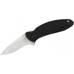 Kershaw 1620 Ken Onion Scallion Assisted Flipper Knife 2.25" Bead Blast Plain Blade, Black GFN Handles KnifeKer150
