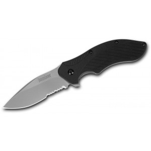 Kershaw 1605ST Clash Assisted Flipper Knife 3" Bead Blast Combo Blade, Black Polyimide Handles KnifeKer154