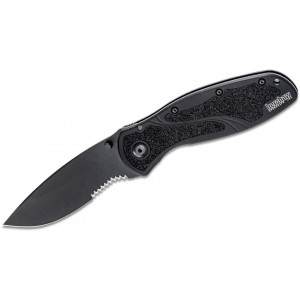Kershaw 1670BLKST Ken Onion Blur Assisted Folding Knife 3-3/8" Black Combo Blade, Black Aluminum Handles KnifeKer158