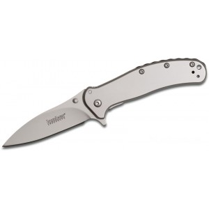 Kershaw 1730SS Zing Assisted Flipper Knife 3" Bead Blast Plain Blade, Stainless Steel Handles KnifeKer156