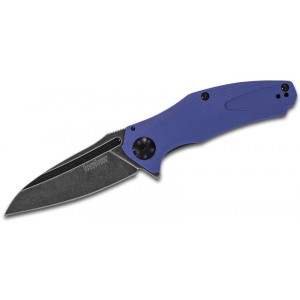 Kershaw 7007BLUBW Natrix Assisted Flipper Knife 3.25" BlackWashed Drop Point Blade, Blue G10 Handles KnifeKer198