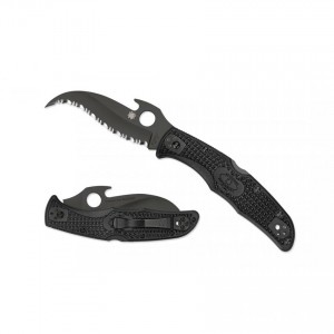 Spyderco Matriarch 2 Lightweight Emerson Opener Black Blade - Combination Edge/Plain Edge KnifeSP273
