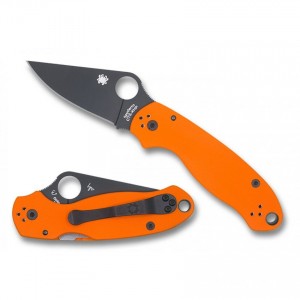 Spyderco Para 3 Orange CTS XHP Black Blade Plain Edge Exclusive - Combination Edge/Plain Edge KnifeSP336