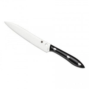 Spyderco Cook's Knife, Serrated, Black Corian Handle KnifeSP406