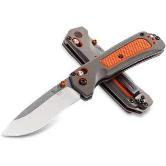 Benchmade Hunt 15061 Grizzly Ridge Folding Knife 3.5" S30V Satin Plain Blade, Orange Grivory and Versaflex Handles KnifeBen233