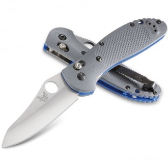 Benchmade Griptilian AXIS Lock Folding Knife 3.45" CPM-20CV Satin Sheepsfoot Plain Blade, Gray G10 Handles - 550-1 KnifeBen276