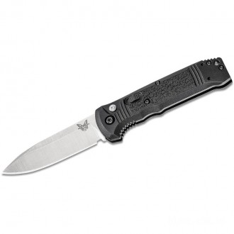 Benchmade 4400 Casbah AUTO Folding Knife 3.4" Satin S30V Drop Point Blade, Black Textured Grivory Handles KnifeBen282