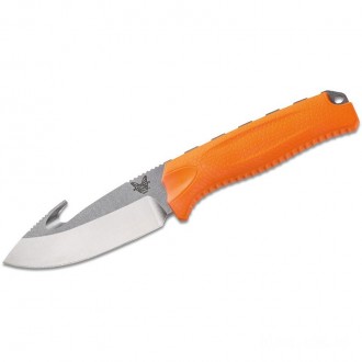 Benchmade Hunt 15009-ORG Steep Mountain Hunter Fixed 3.50" S30V Blade with Gut Hook, Orange Santoprene Handles KnifeBen49