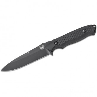 Benchmade Nimravus Fixed 4.5" Plain Blade, Black Aluminum Handles, Black Sheath - 140BK KnifeBen51