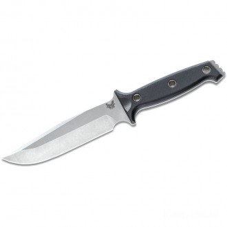 Benchmade 119 Sibert Arvensis Fixed 6.44" 154CM Satin Plain Blade, Black G10 Handles, Boltaron Sheath KnifeBen90