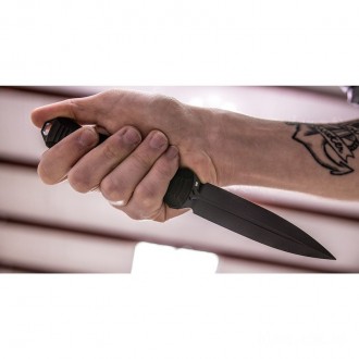 Benchmade 133BK Fixed Infidel 4.52" D2 Black Double Edge Dagger Blade, Black Aluminum Handles, Boltaron Sheath KnifeBen84